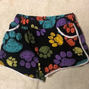 Leggings Depot Women's Colorful Paw Print Shorts